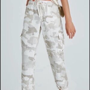 Sanctuary x Anthropology Carefree Cargo Pants 100% Linen Drawstring waistband